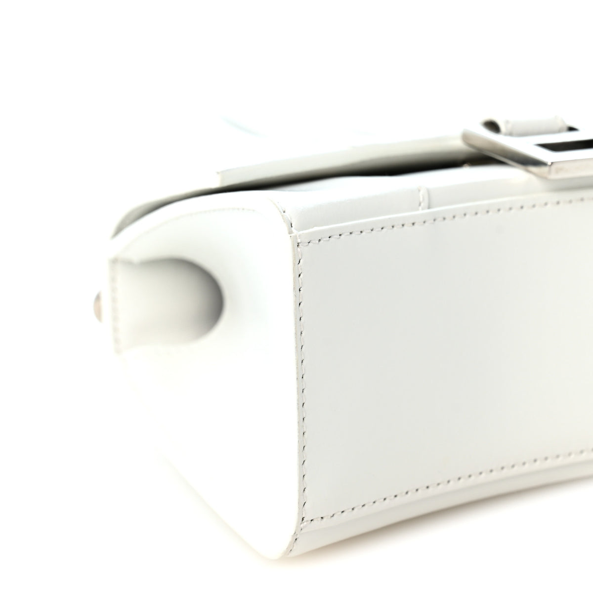 Box Calfskin Graffiti Logo Hourglass Top Handle Bag XS White Light Silver