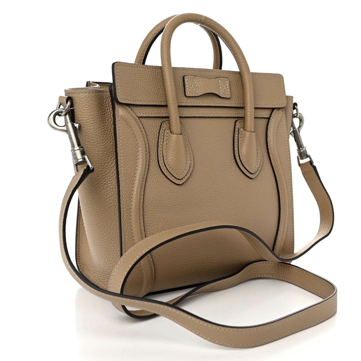 Celine Drummed Calfskin Nano Luggage Dune 3 of 11