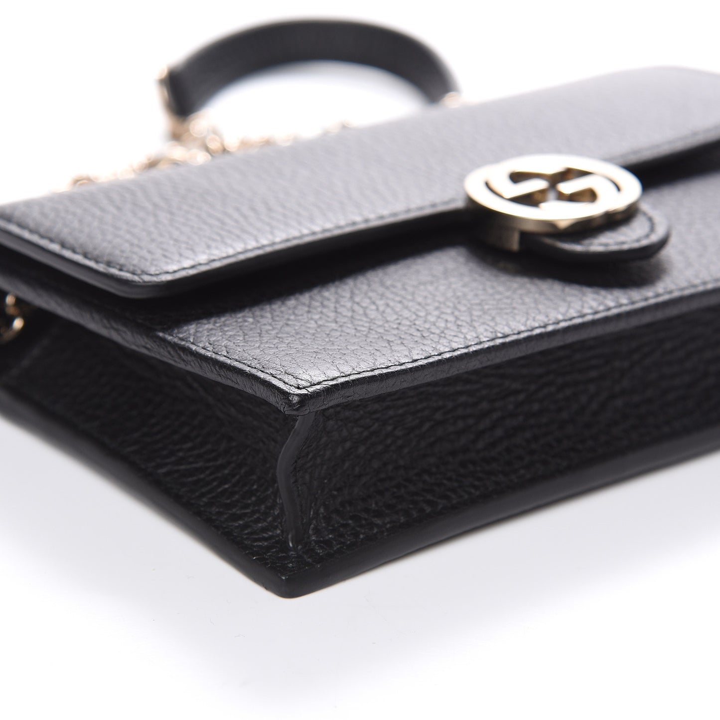 Dollar Calfskin Interlocking G Chain Wallet Black