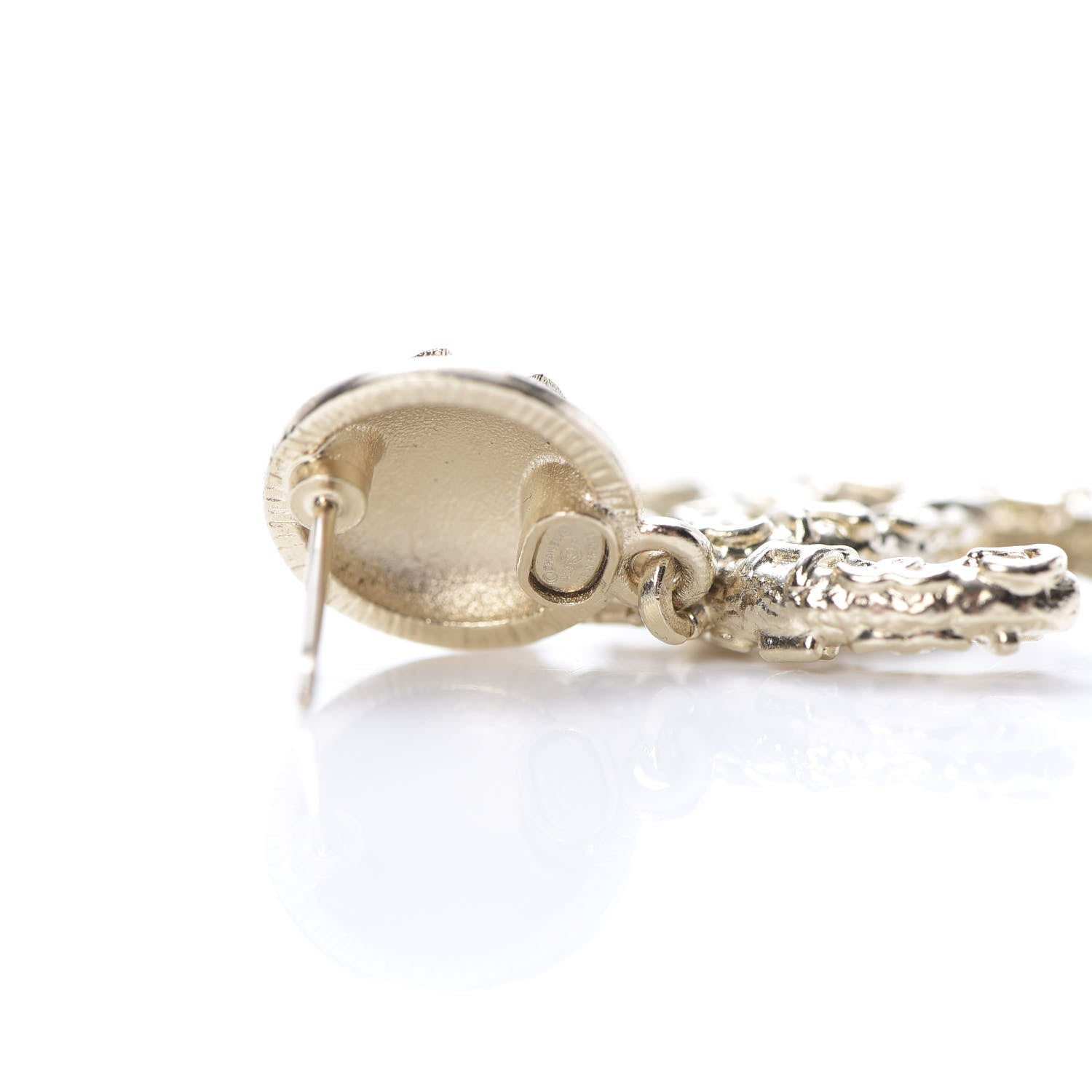 Chanel Crystal CC Drop Earrings Gold 4 of 5