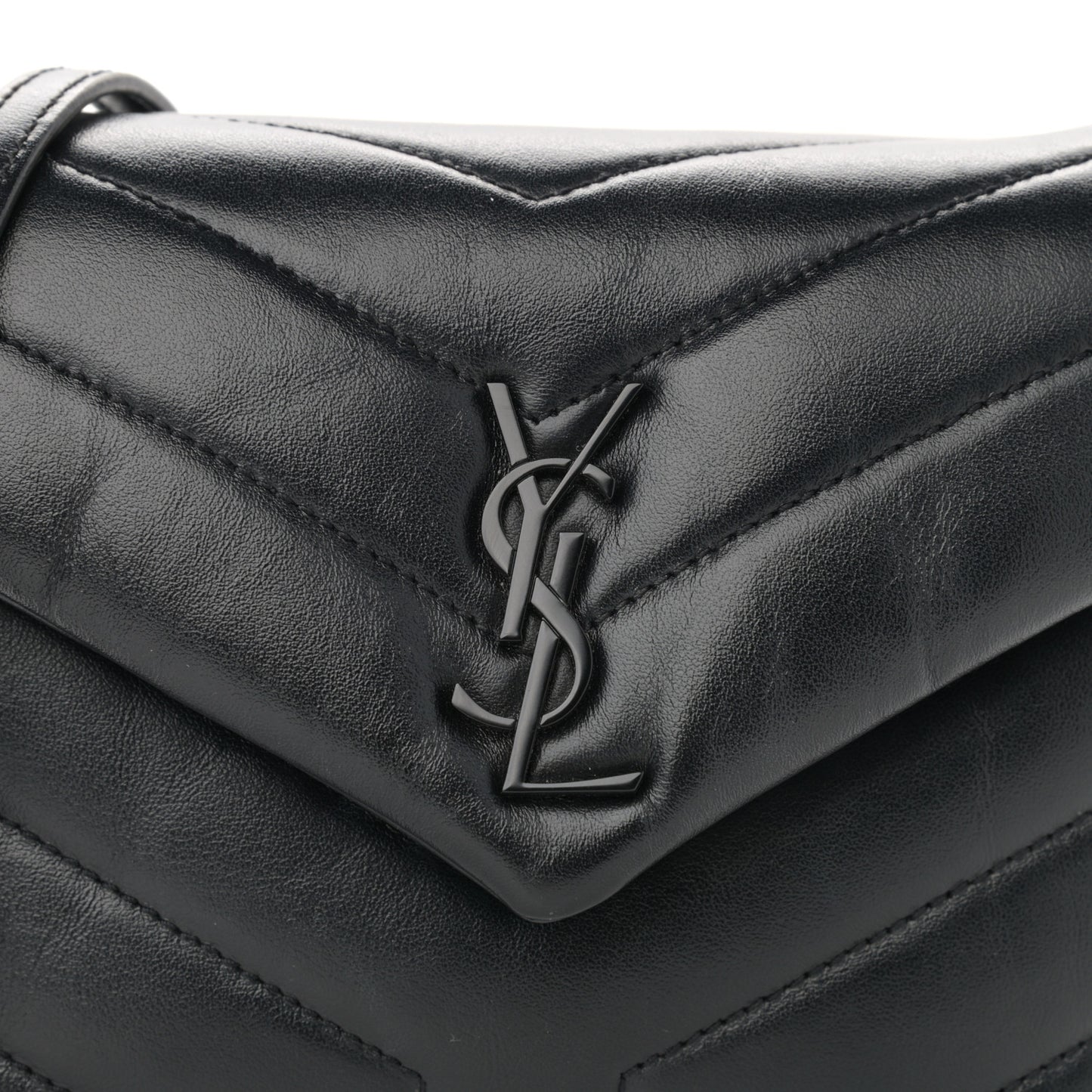 Calfskin Y Quilted Monogram Toy Loulou Crossbody Bag Black