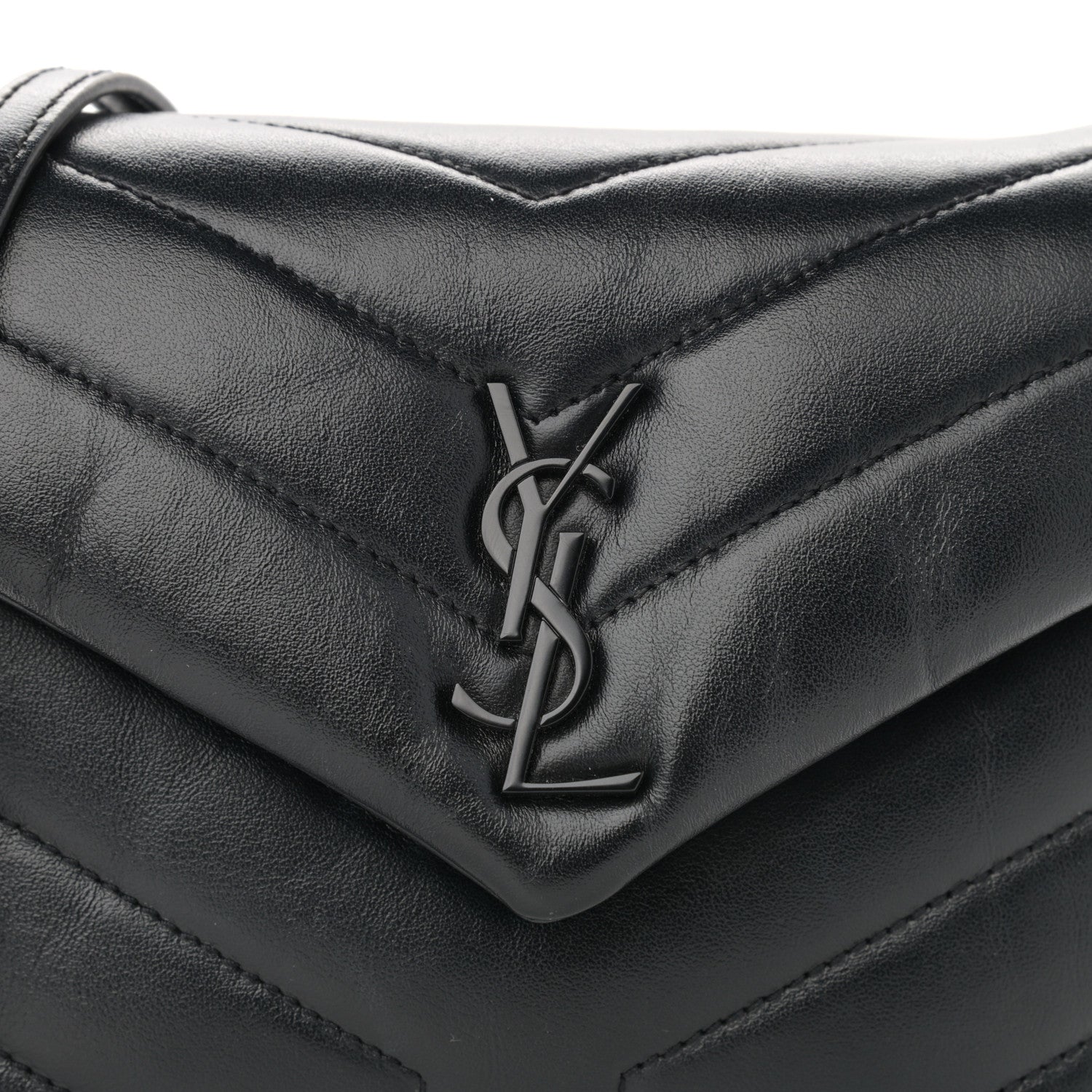 Saint Laurent Calfskin Y Quilted Monogram Toy Loulou Crossbody Bag Black 8 of 12