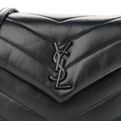 Saint Laurent Calfskin Y Quilted Monogram Toy Loulou Crossbody Bag Black 8 of 12