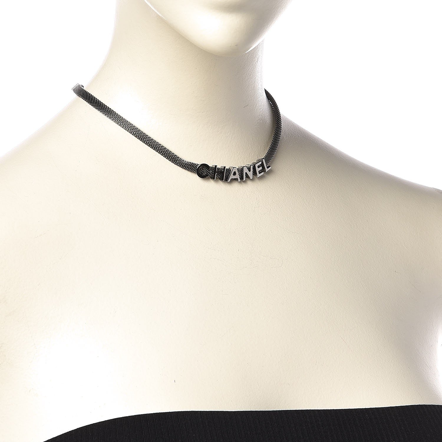 Chanel Ruthenium Logo Choker Necklace 2 of 6