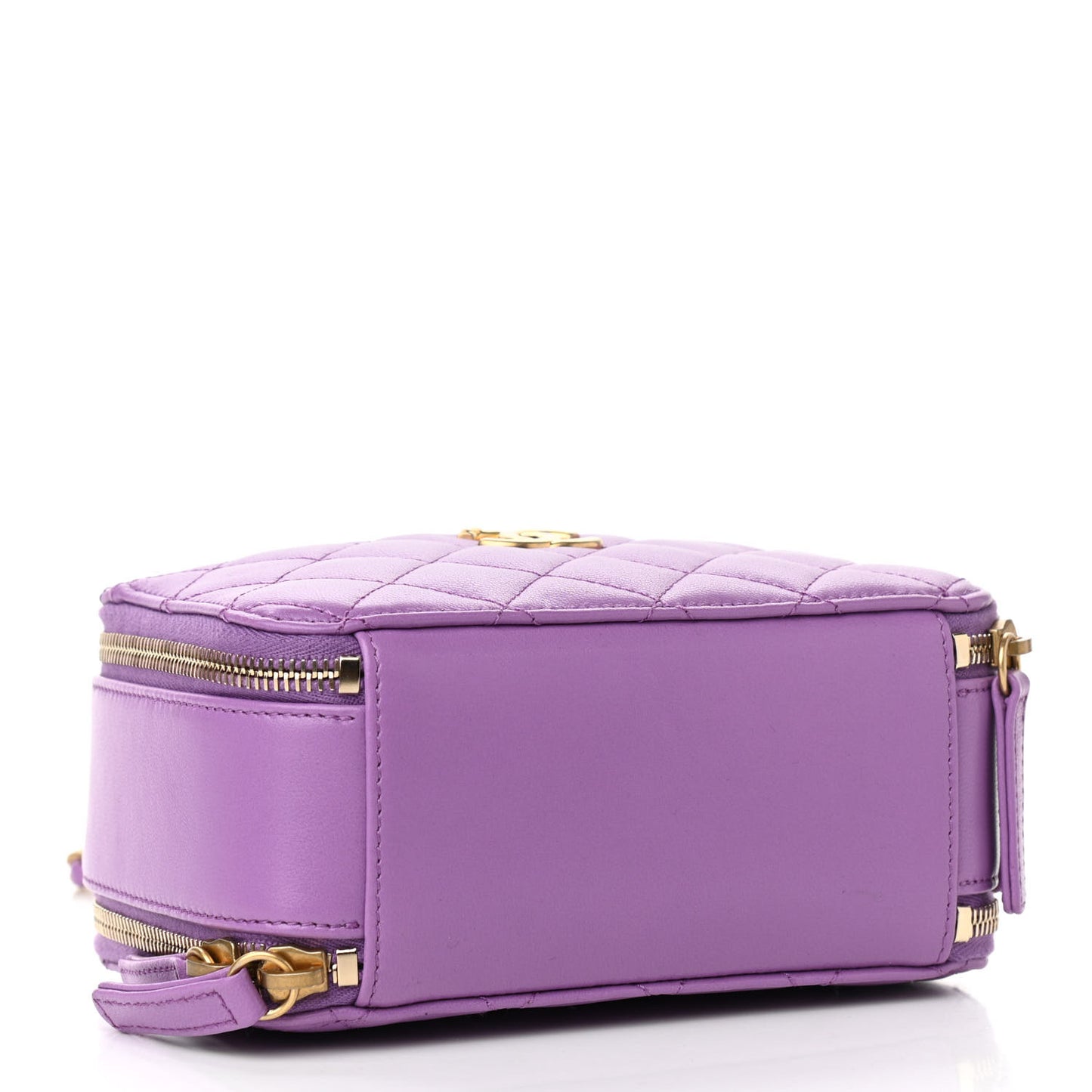 Lambskin Quilted Mini Pick Me Up Vanity Case Purple