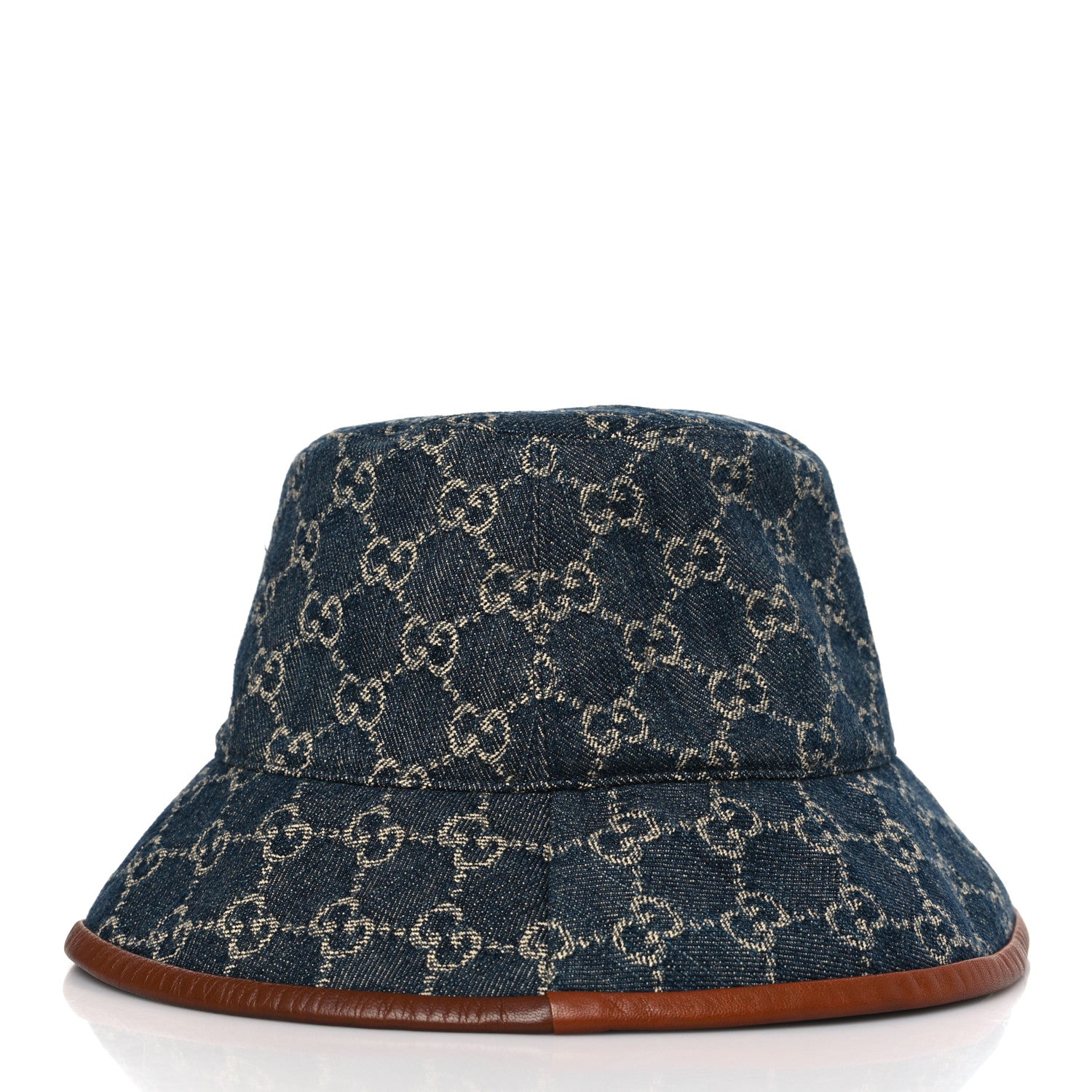 Gucci Washed Jacquard Denim Nappa GG Monogram Oscar Bucket Hat M Denim Cuir 3 of 8
