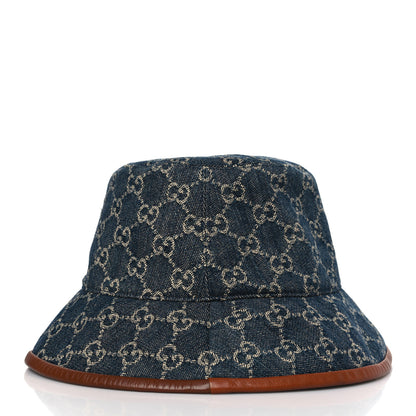 Gucci Washed Jacquard Denim Nappa GG Monogram Oscar Bucket Hat M Denim Cuir 3 of 8