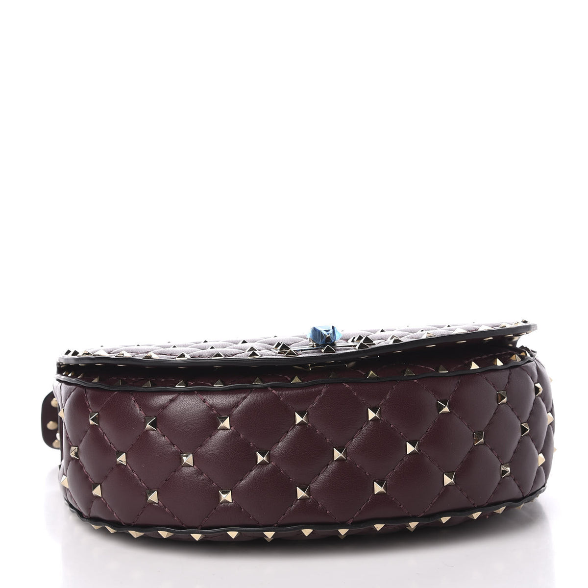 Nappa Medium Rockstud Spike Halfmoon Saddle Bag Rubin