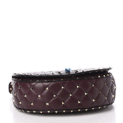 Valentino Garavani Nappa Medium Rockstud Spike Halfmoon Saddle Bag Rubin 3 of 8