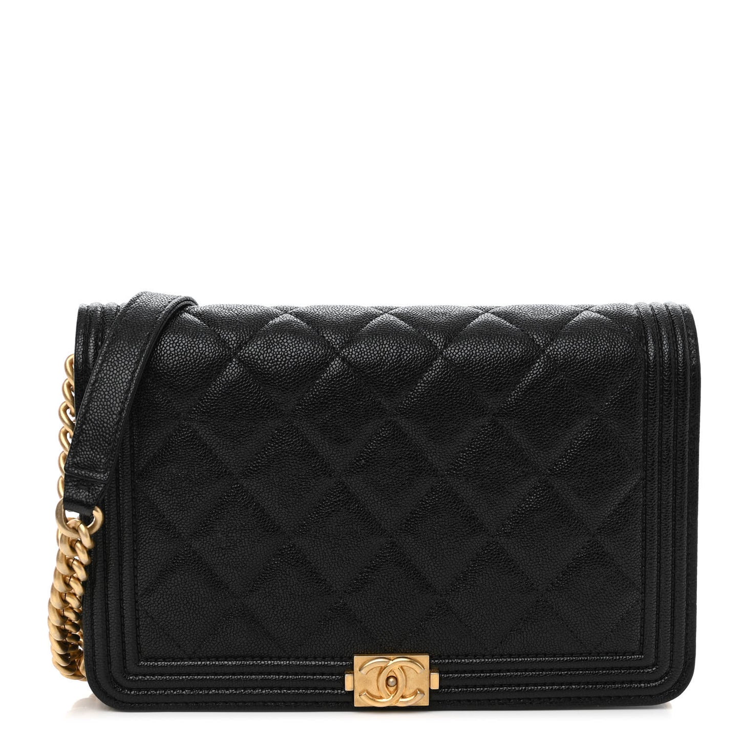 Caviar Quilted Boy Wallet On Chain WOC Black