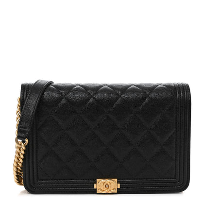 Chanel Caviar Quilted Boy Wallet On Chain WOC Black 1 of 14