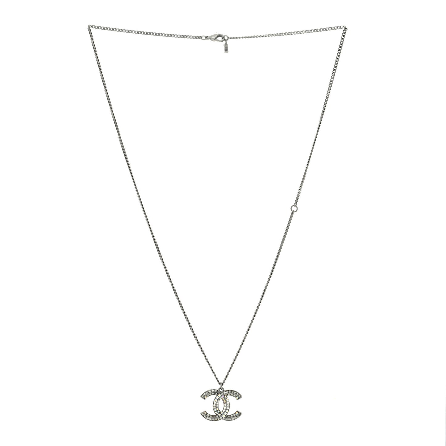 Baguette Crystal CC Necklace Silver