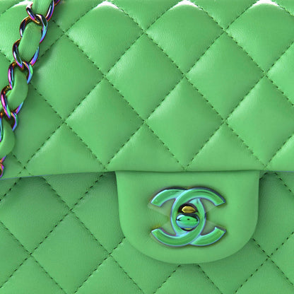 Chanel Lambskin Quilted Mini Rectangular Flap Green Blue 10 of 10