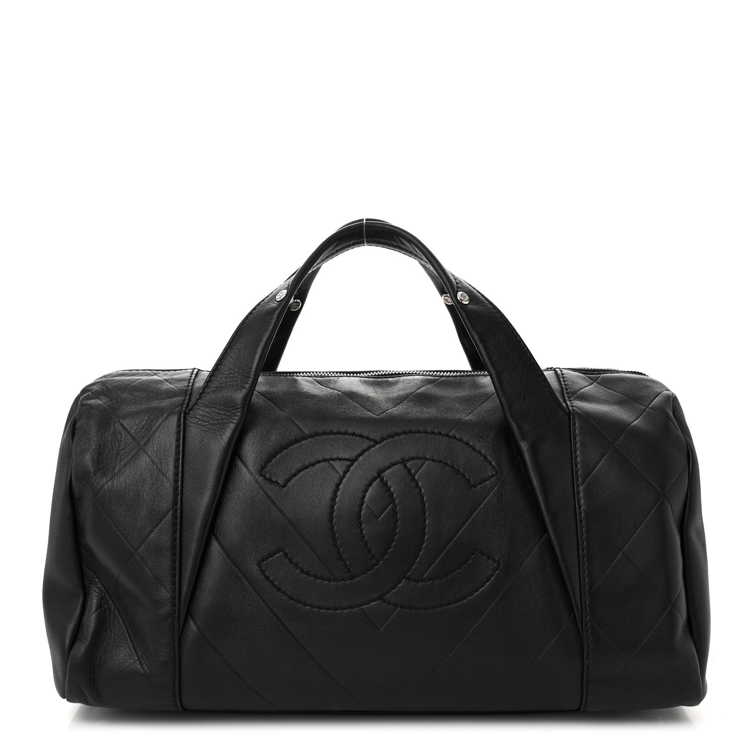 Chanel Calfskin CC Chevron All Day Long Boston Black 1 of 10