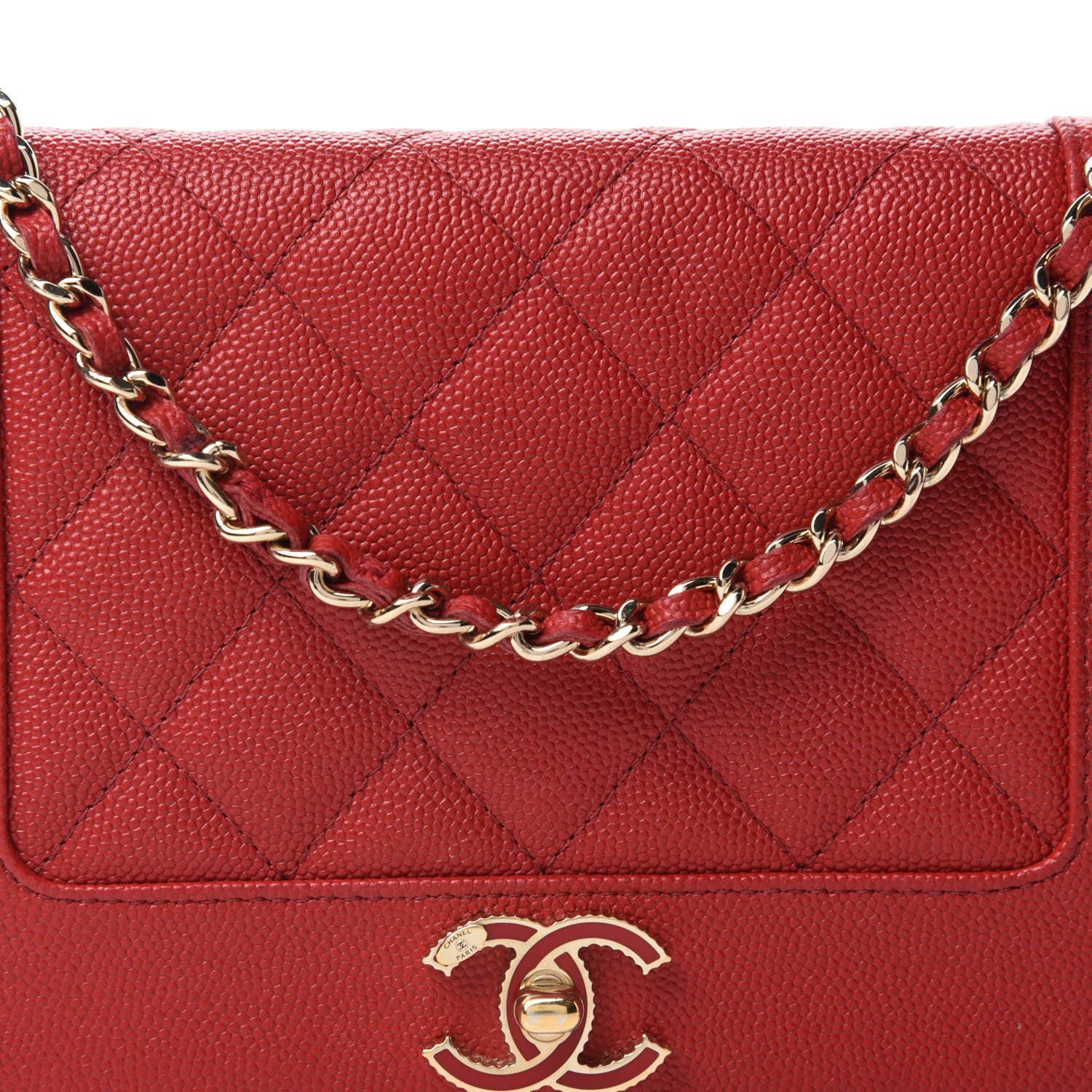 Chanel Caviar Quilted Vintage Mademoiselle Wallet On Chain WOC Red 11 of 12