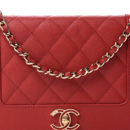 Chanel Caviar Quilted Vintage Mademoiselle Wallet On Chain WOC Red 11 of 12