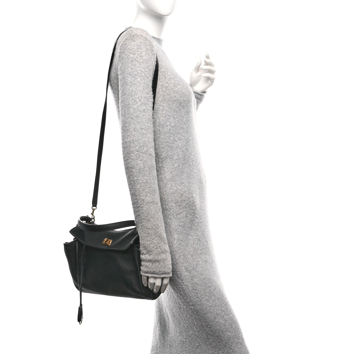 Balenciaga Natural Smooth Calfskin Small Rodeo Top Handle Handbag Black 2 of 9