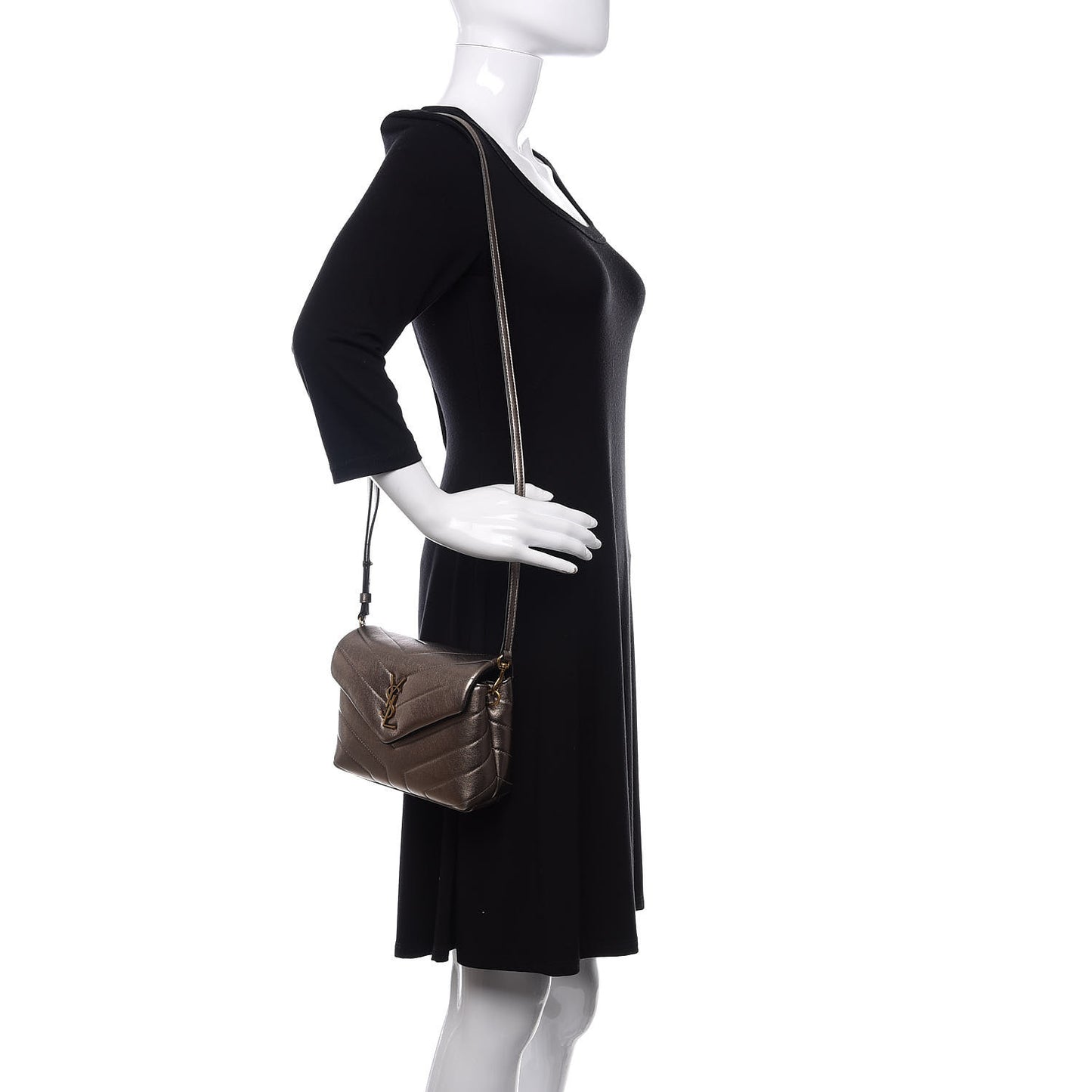 Metallic Calfskin Y Quilted Monogram Toy Loulou Crossbody Bag Piombo