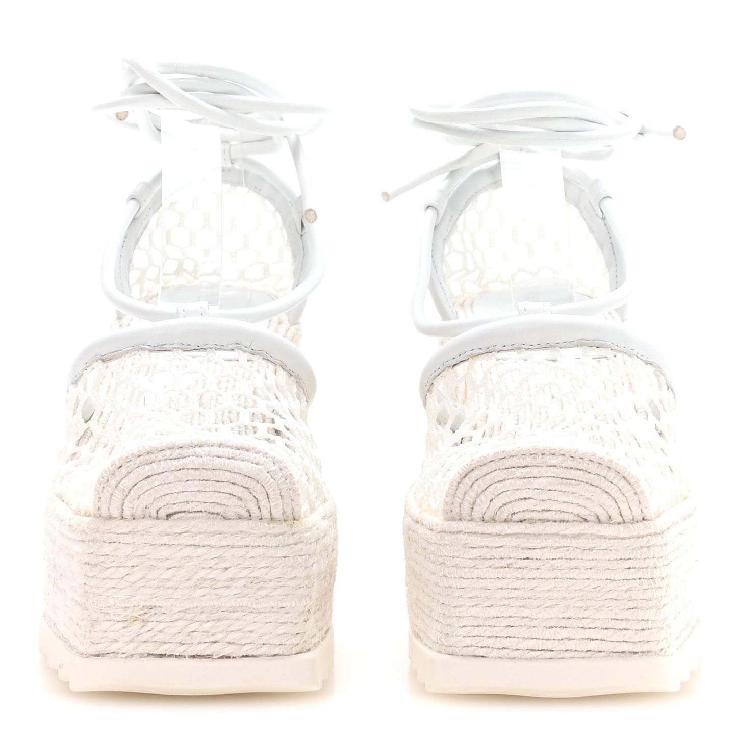 Mesh Lambskin Sporty Web Stretch Ankle Tie Espadrilles 35 Optic White