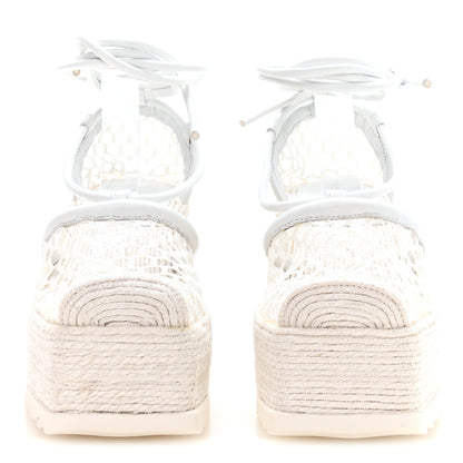 Bottega Veneta Mesh Lambskin Sporty Web Stretch Ankle Tie Espadrilles 35 Optic White 3 of 8