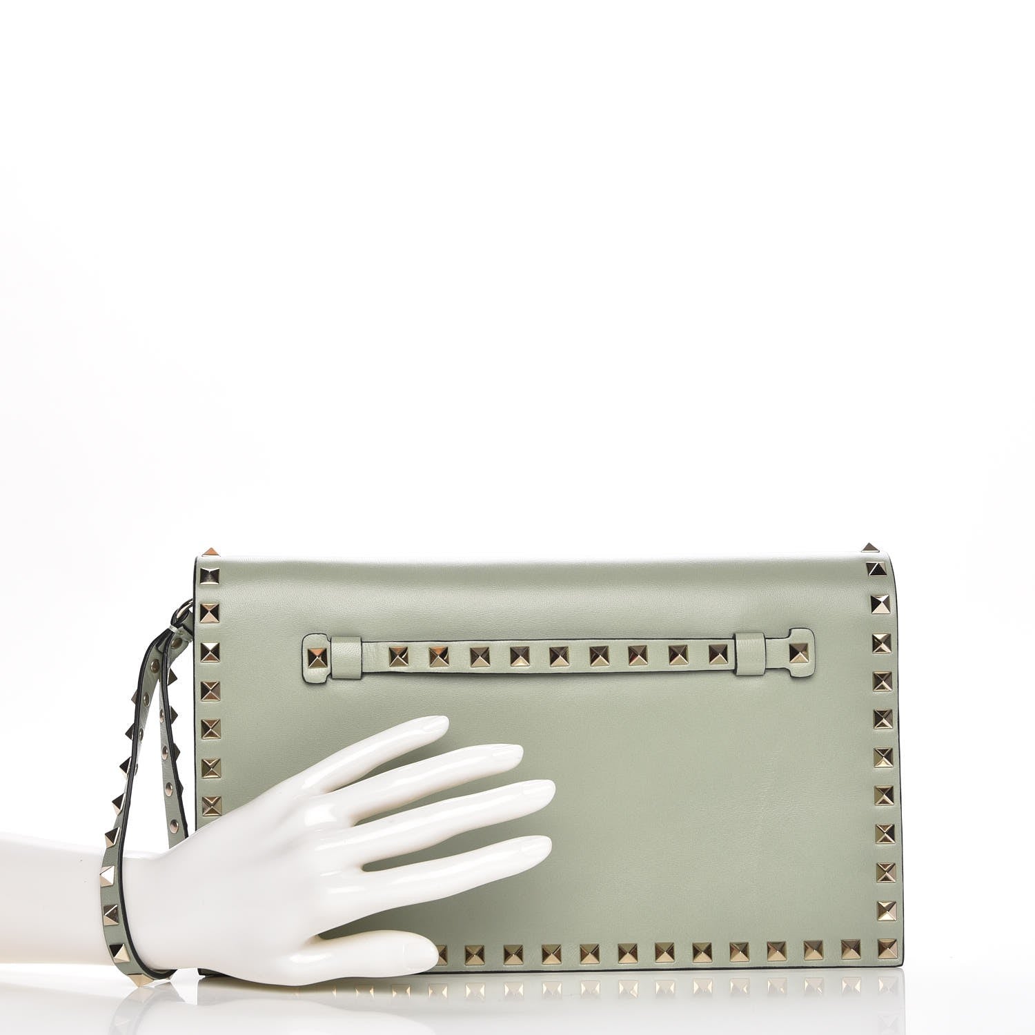 Valentino Garavani Nappa Rockstud Wristlet Clutch Green Tea Sorbet 2 of 7