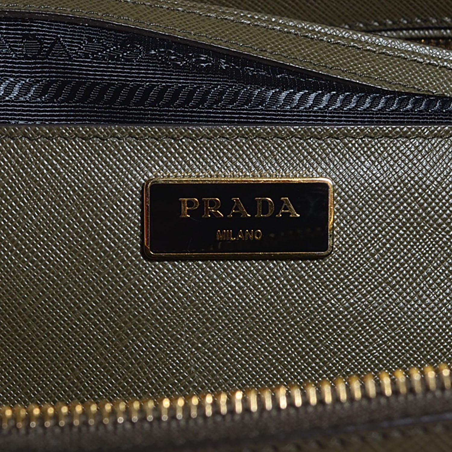 Prada Saffiano Lux Extra Large Galleria Double Zip Tote Militare 6 of 10