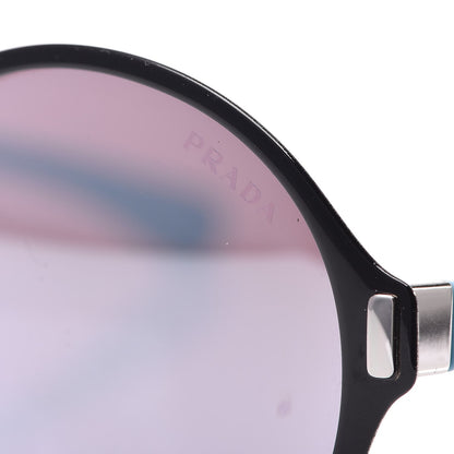 Prada Mirrored Round Sunglasses SPR 57T Black Blue 7 of 7