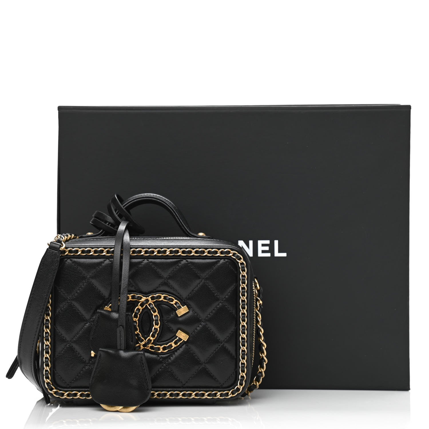 Chanel Goatskin Quilted Small CC Filigree Vanity Case Black 7 of 7
