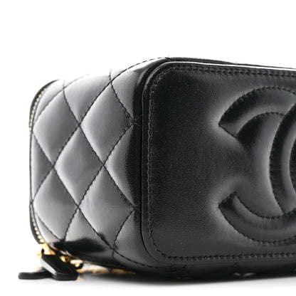 Chanel Shiny Lambskin Quilted Small Vanity Case With Chain Black 9 of 10