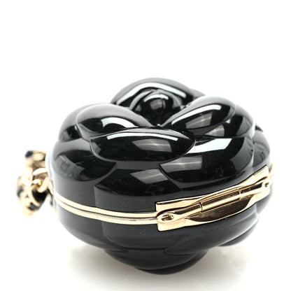 Chanel Resin Lambskin Camellia Clutch with Chain Black 4 of 10