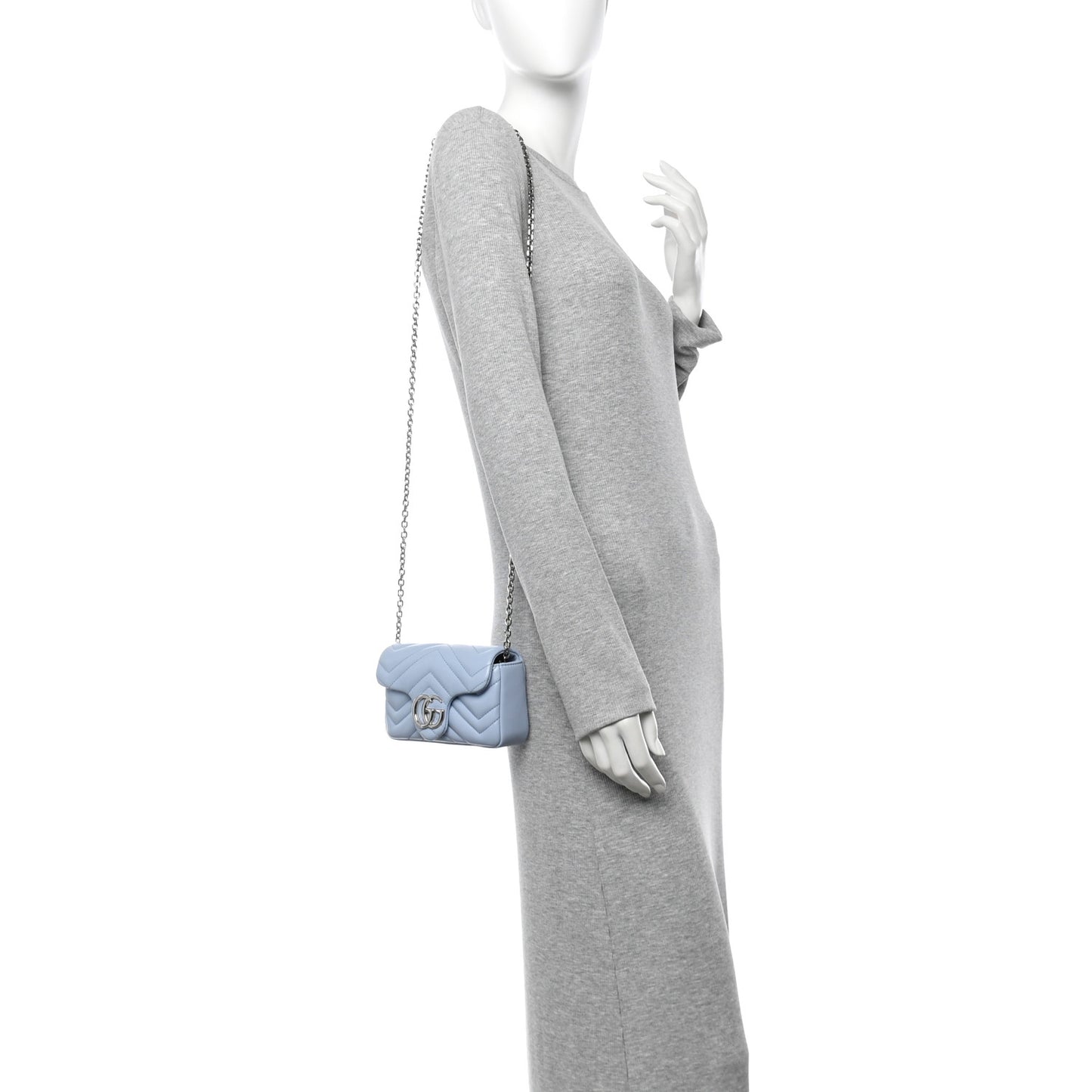 Lambskin Matelasse Mini GG Marmont Shoulder Bag Porcelain Light Blue
