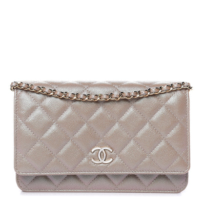 Chanel Iridescent Caviar Quilted Wallet On Chain WOC Beige 1 of 11