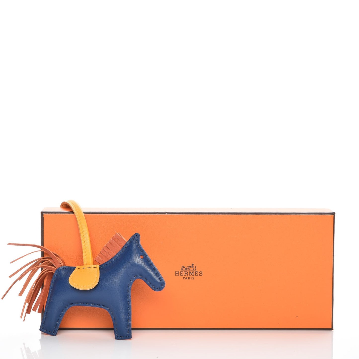 Milo Lambskin Grigri Rodeo Horse Bag Charm PM Bleu de Malte Cornaline Jaune D'Or
