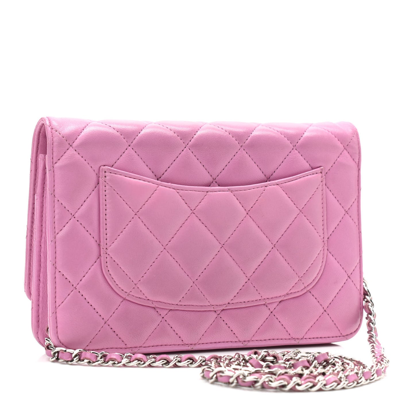 Lambskin Quilted Wallet On Chain WOC Purple