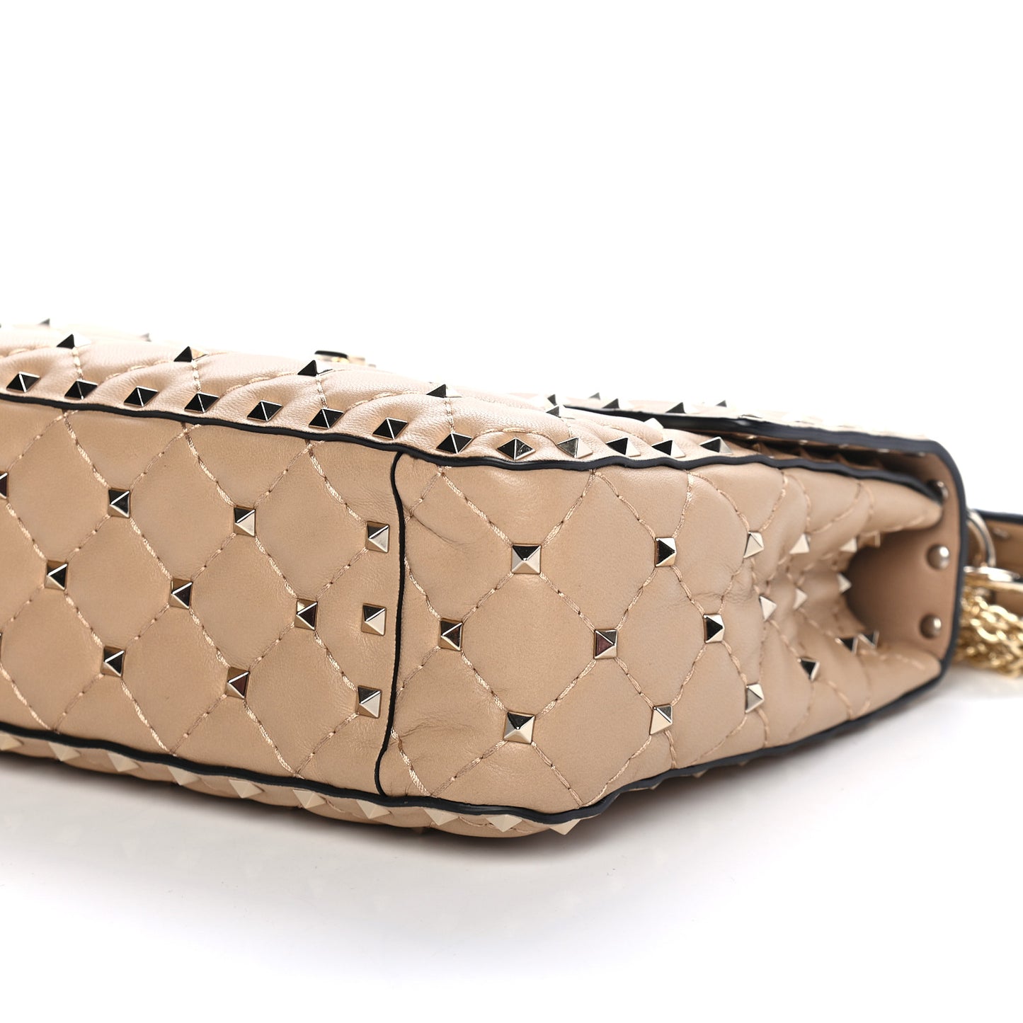 Nappa Medium Rockstud Spike Shoulder Bag Camel Rose