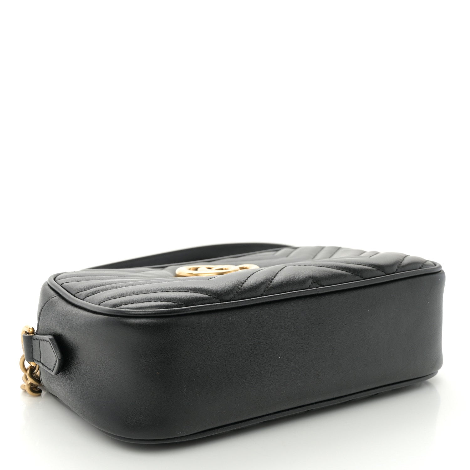 Gucci Calfskin Matelasse Small GG Marmont Chain Shoulder Bag Black 4 of 12