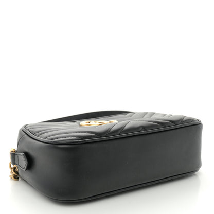 Gucci Calfskin Matelasse Small GG Marmont Chain Shoulder Bag Black 4 of 12