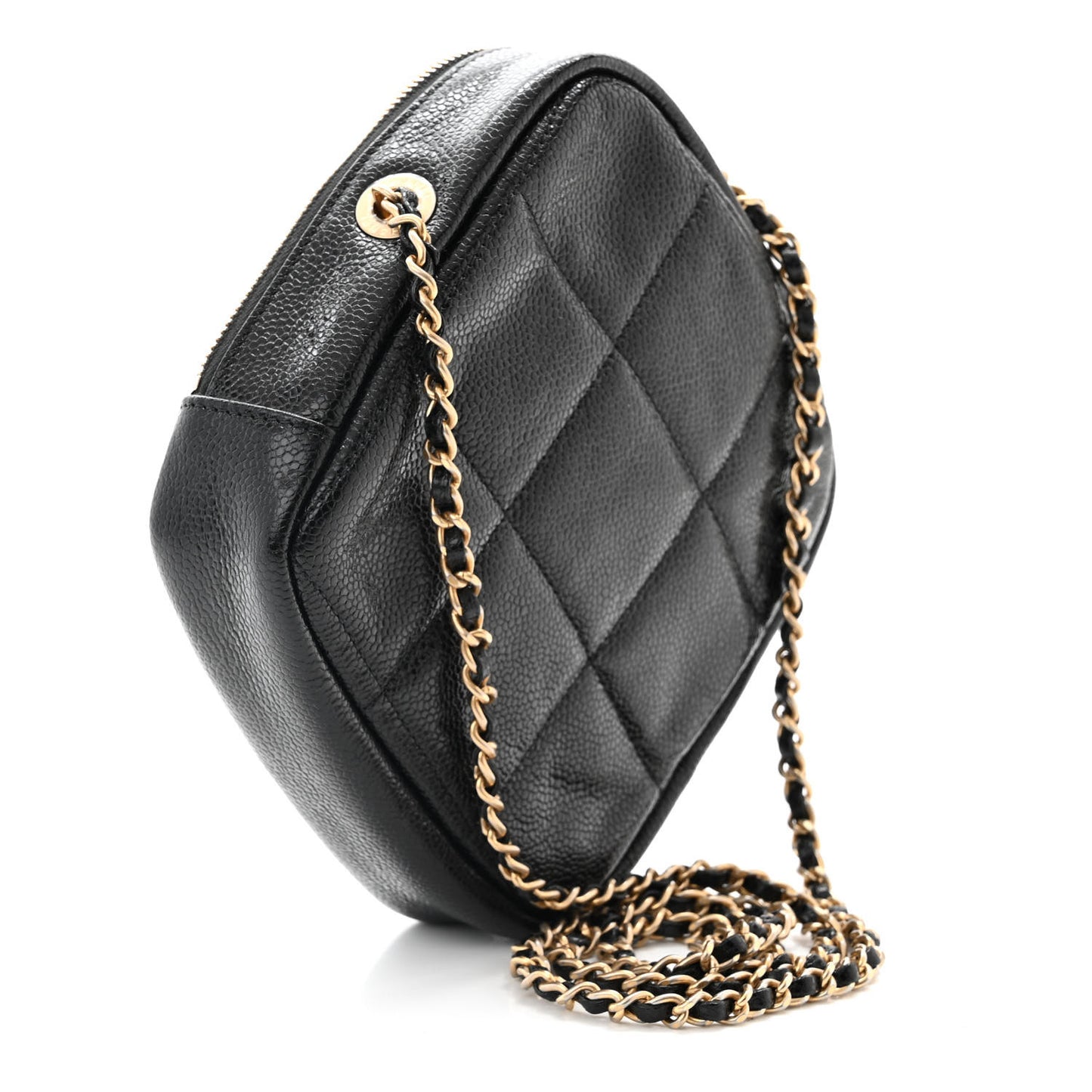 Caviar Quilted Diamond Clutch With Chain Black