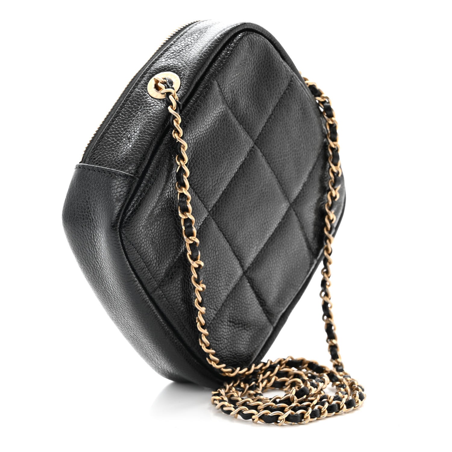 Chanel Caviar Quilted Diamond Clutch With Chain Black 3 of 10