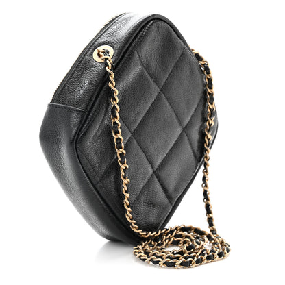 Chanel Caviar Quilted Diamond Clutch With Chain Black 3 of 10