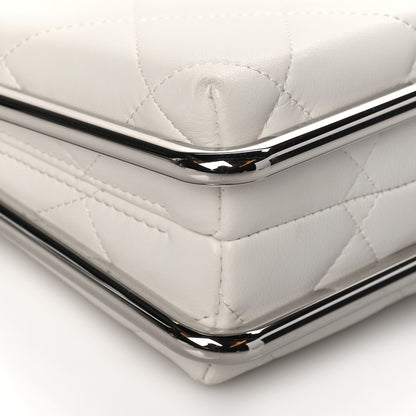 Chanel Quilted Lambskin Metal Bar Clutch Bag White 9 of 11