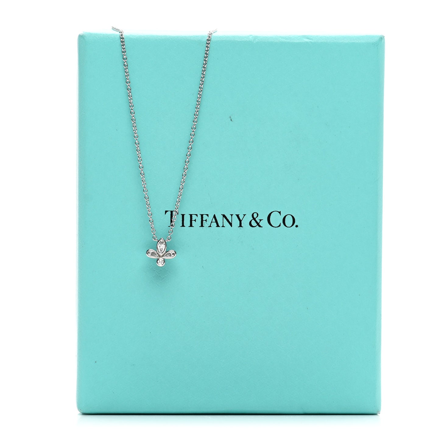 Platinum Diamond Fleur de Lis Pendant Necklace
