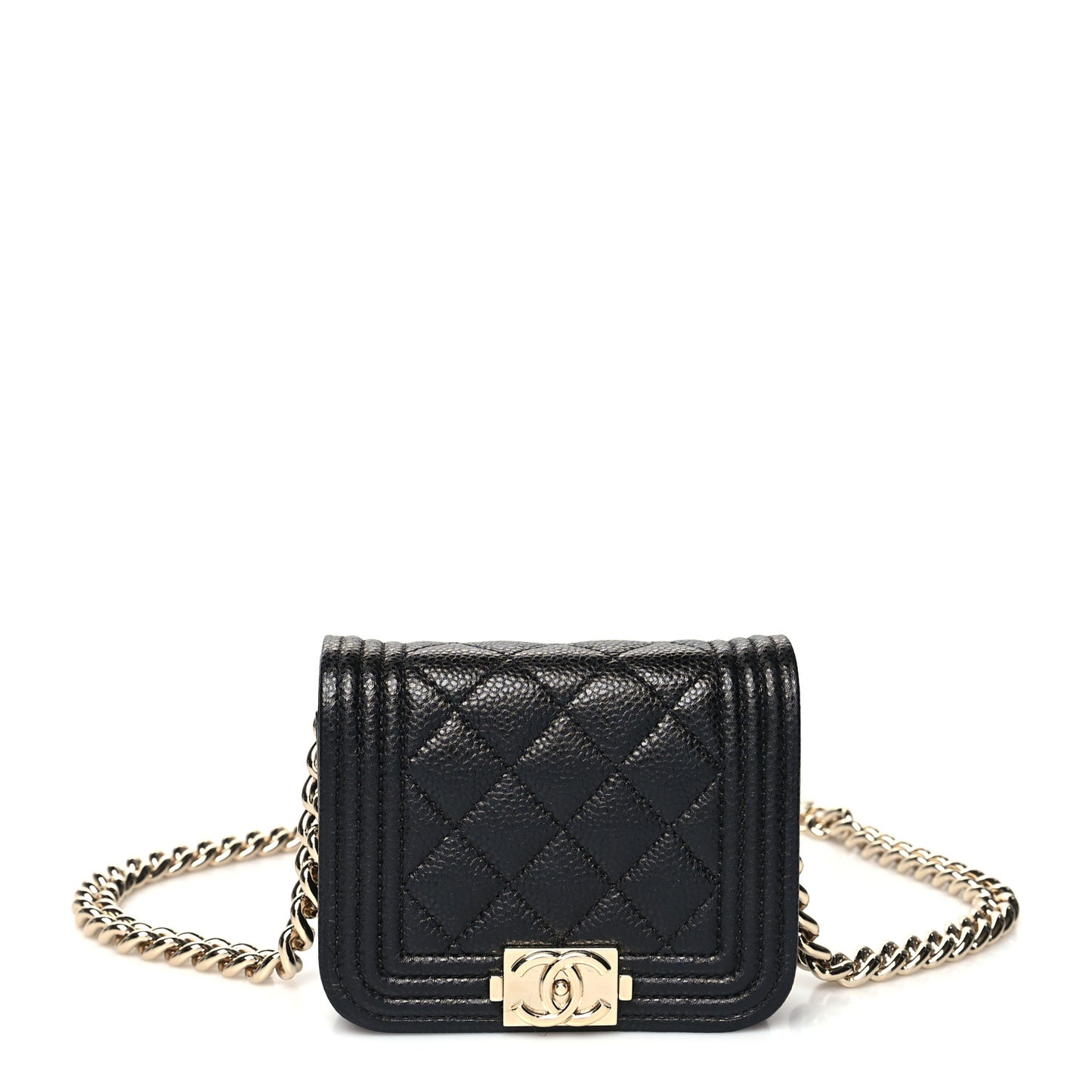 Caviar Quilted Boy Flap Waist Belt Bag Black