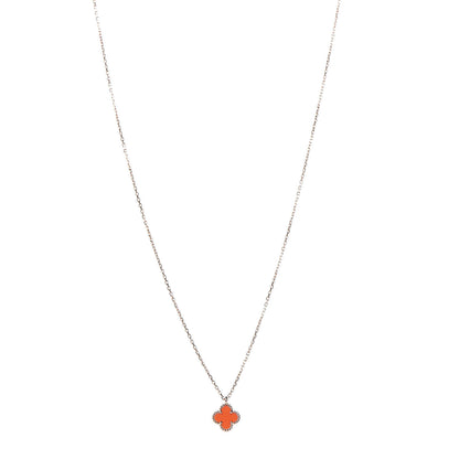 Van Cleef & Arpels 18K Rose Gold Carnelian Sweet Alhambra Pendant Necklace 1 of 8