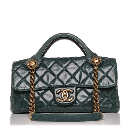 Chanel Glazed Calfskin Quilted Small Castle Rock Flap Green 1 of 7