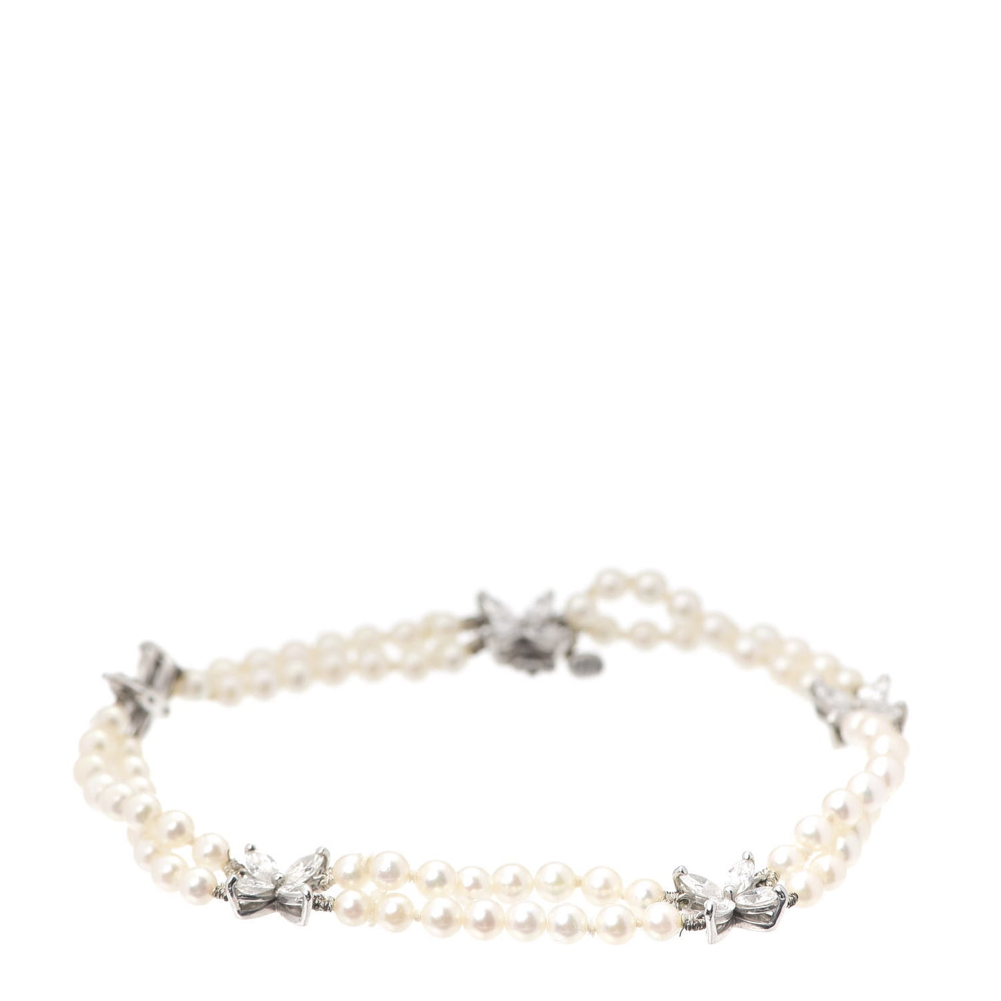 Platinum Diamond Pearl Victoria Two-row Bracelet