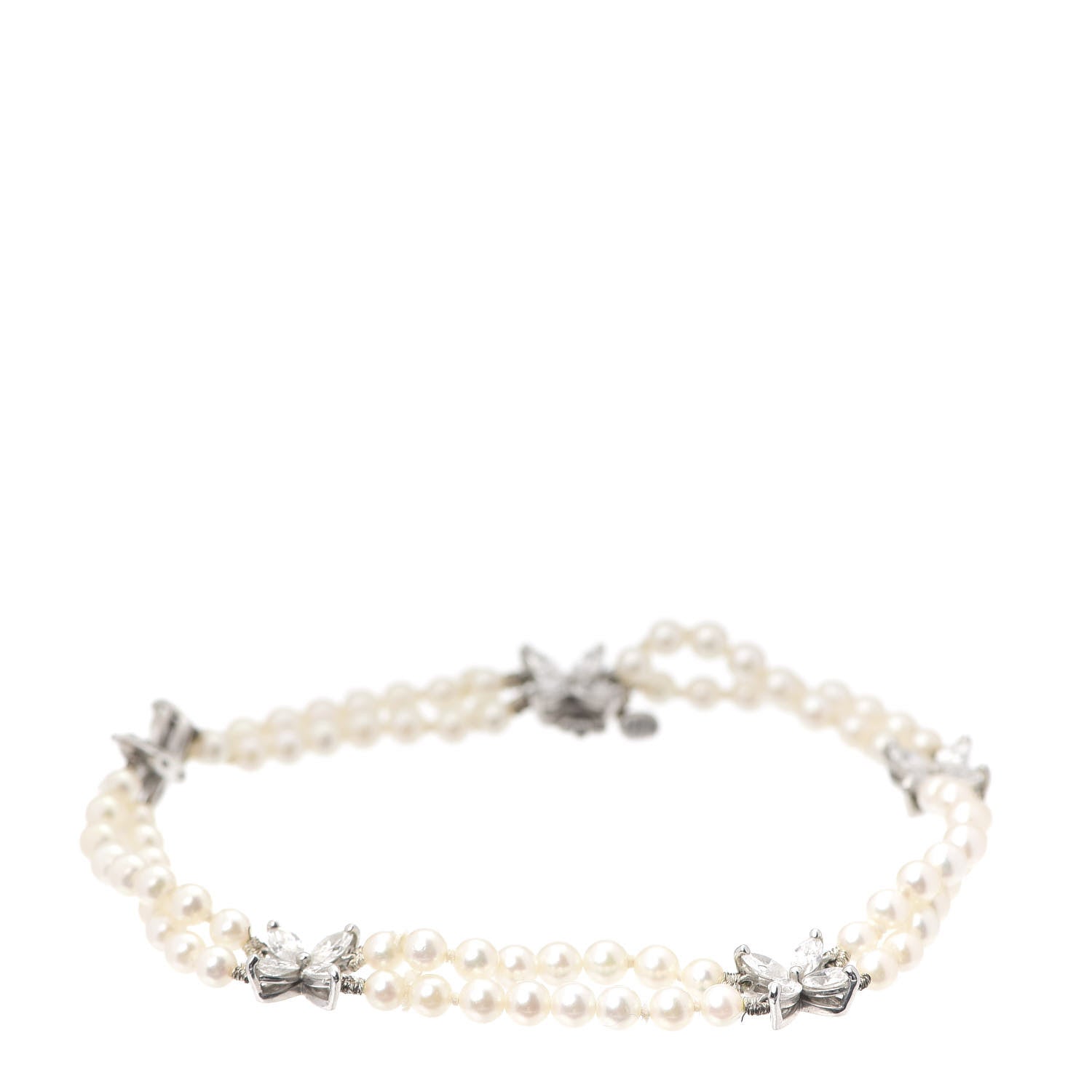 Tiffany Platinum Diamond Pearl Victoria Two-row Bracelet 6 of 7