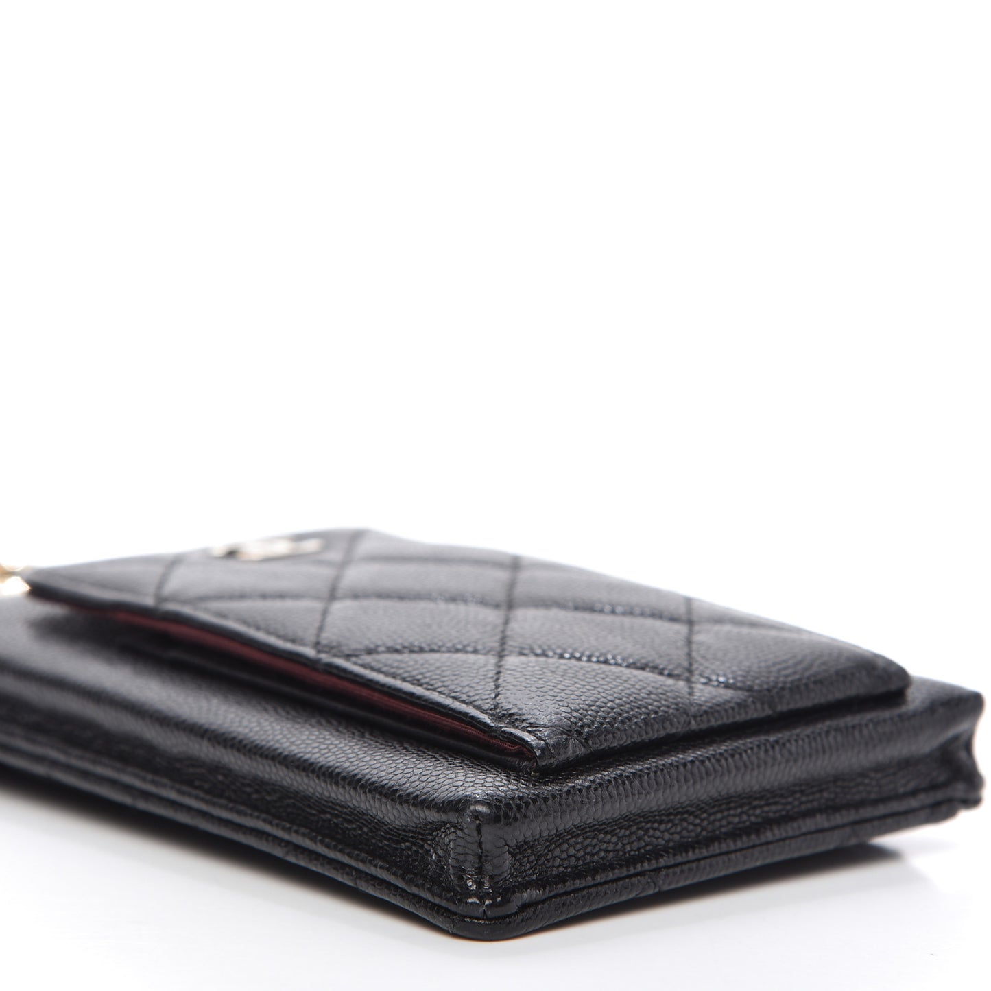 Caviar Quilted Zip Phone Case Black