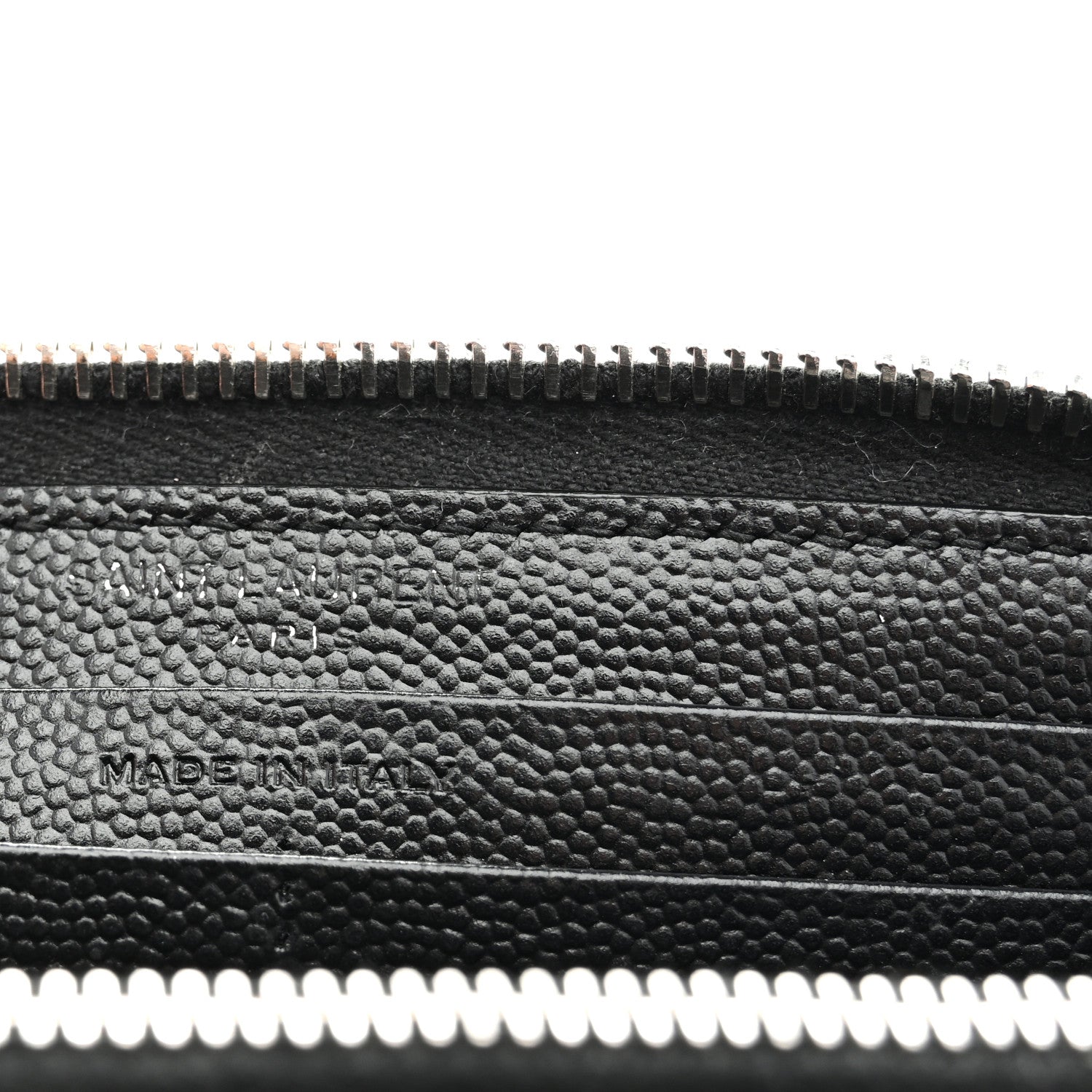 Saint Laurent Grain De Poudre Matelasse Chevron Monogram Zip Around Wallet Black 6 of 9