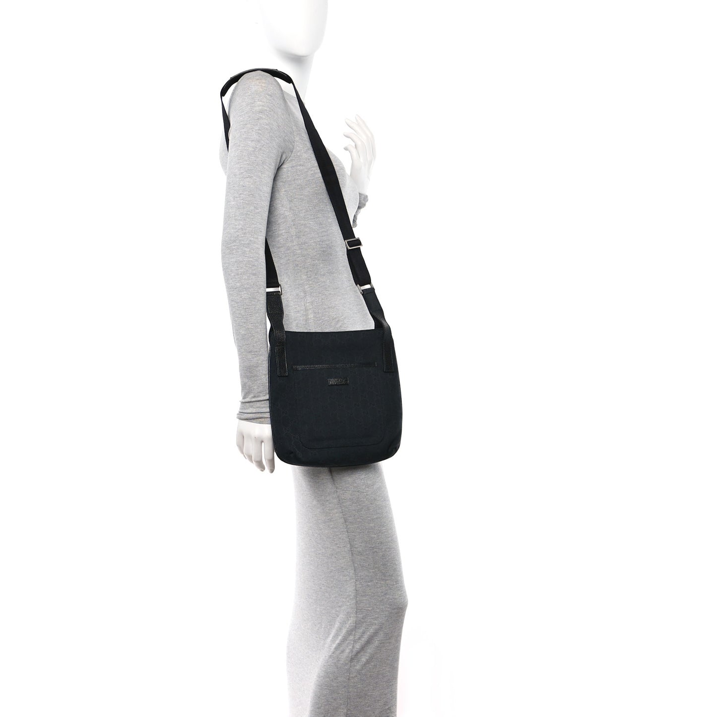 Monogram Flat Messenger Bag Black